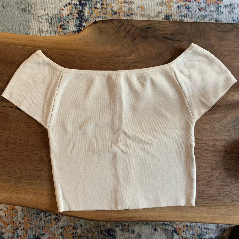 Zippered peach crop top